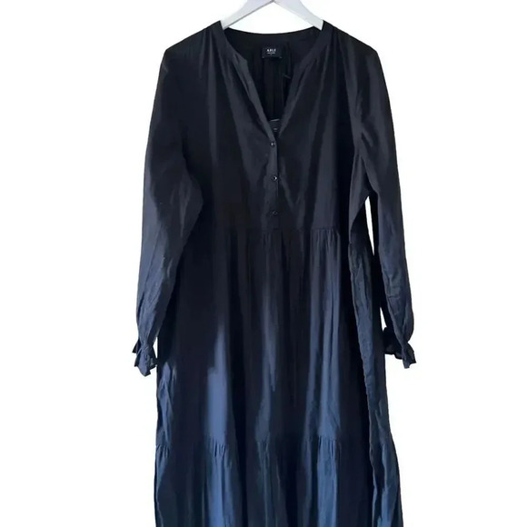 ABLE Jane Long Sleeve Cotton Minimalist Bohemian Maxi Dress  Black SZ XL #2017 - Picture 6 of 16